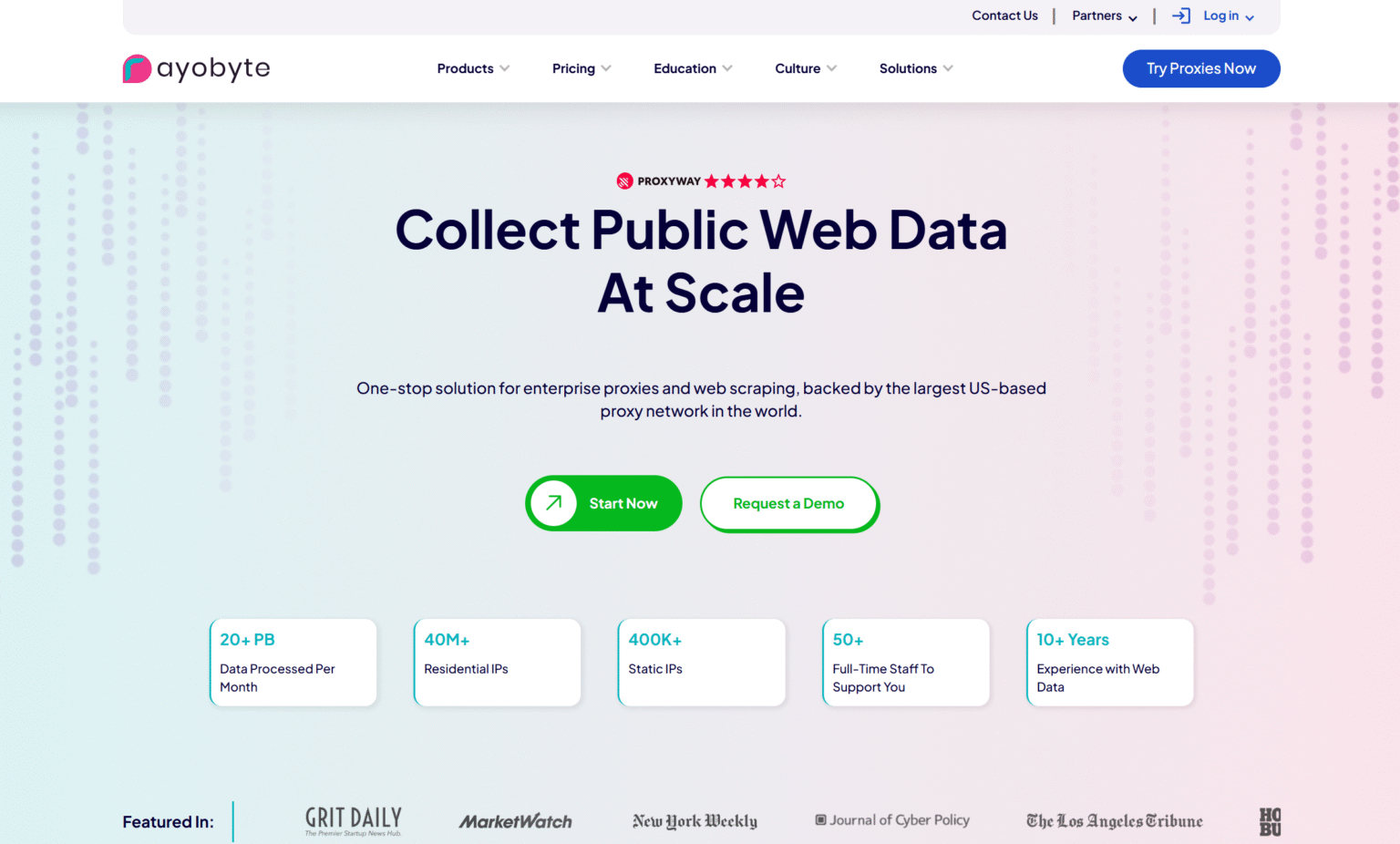 Rayobyte proxies homepage