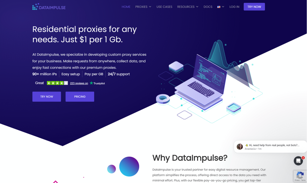DataImpulse residential proxies homepage