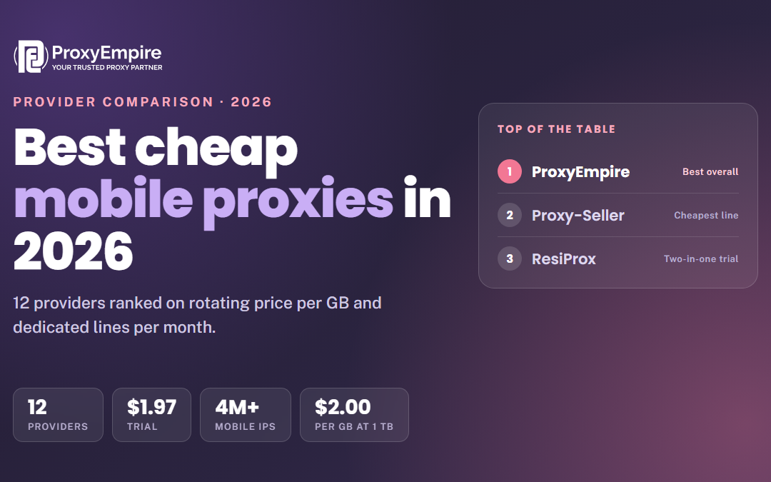 Best Cheap Mobile Proxies in 2026: 12 Providers Compared