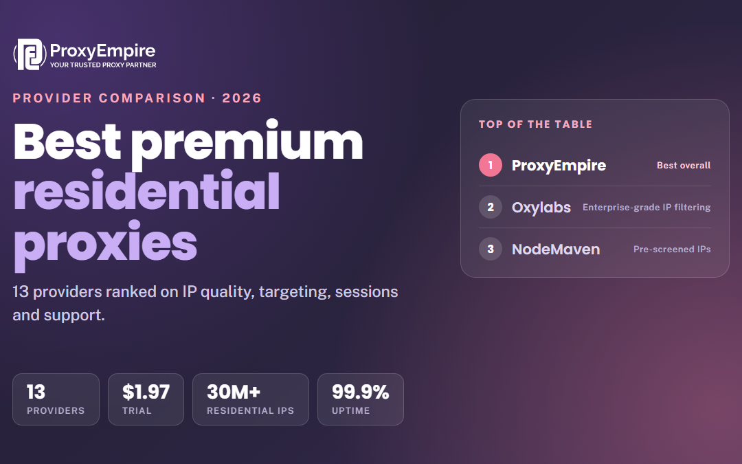 Best Premium Residential Proxies in 2026: 13 Providers Compared