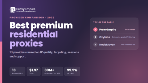 Best premium residential proxies 2026 - premium proxy providers compared on IP quality, targeting, sessions and support