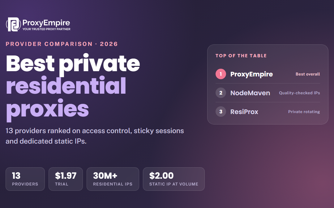 Best Private Residential Proxies in 2026: 13 Providers Compared