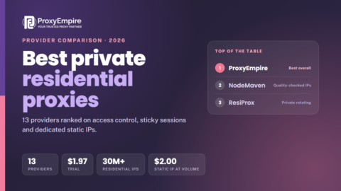 Best private residential proxies 2026 - providers compared on authentication, sticky sessions, dedicated static IPs and price