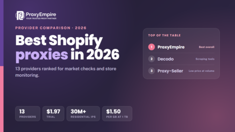 Best Shopify proxies 2026 - residential, mobile and ISP proxies for Shopify market checks and store monitoring compared