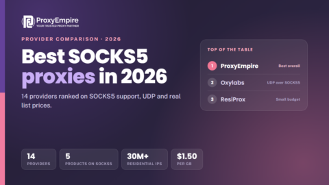 Best SOCKS5 proxies 2026 - providers compared on SOCKS5 support, UDP and price