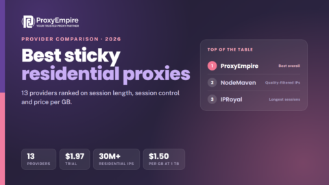 Best sticky residential proxies 2026 - providers compared on session length, session control and price
