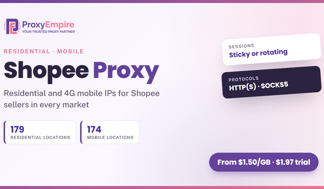 Shopee Proxy: Residential & Mobile IPs for Shopee Sellers