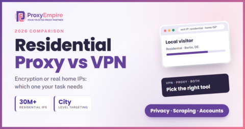 Residential proxy vs VPN compared: encryption, IP type, locations and use cases