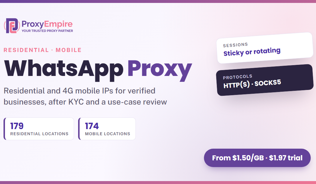 WhatsApp Proxies: Residential & Mobile IPs for Verified Business Use