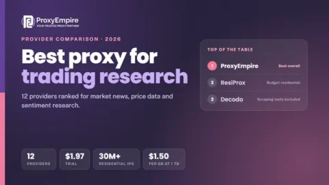 Best proxy for trading research 2026 - residential and mobile proxies for market news, price data and sentiment compared