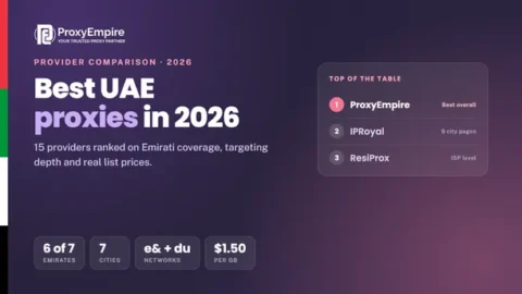 UAE proxies comparison 2026 - residential and mobile Emirati IPs on e& and du