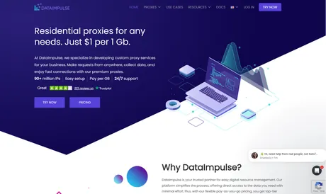 DataImpulse residential proxies homepage