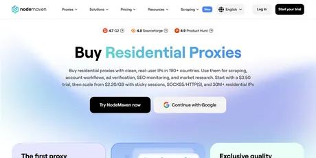 NodeMaven residential proxies page