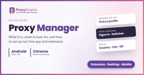 Proxy manager explained: an extension, desktop app or phone app stores proxy profiles and signs in to the ProxyEmpire gateway